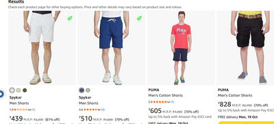 Spykar Men's Mid-Rise Cotton Blend Sweat Shorts | Casual Drawstring Lounge Shorts (Royal Blue)