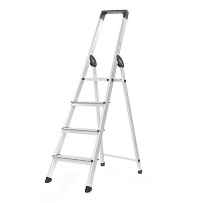 Bathla Prime 4 - Step Foldable Aluminium Ladder for Home with Multi-Utility Support Handle | 5 - Year Manufacturer Warranty | Black
