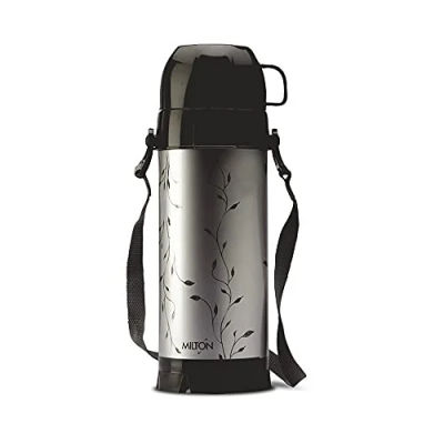 Milton Eiffel 1000 Vacuum Insulated Thermos Flask with Strap to Carry, 910 ml, Long Hours Hot & Cold Water Bottle for Office, Hiking, Trekking, Travel, Black