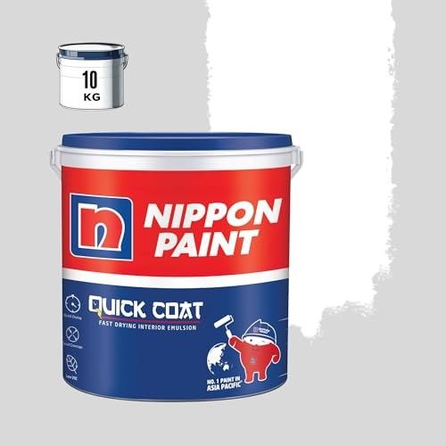 Nippon Paint Quick Coat Interior Emulsion Paint - 10 KG (WHITE)-Quick Drying, Good Coverage, Low VOC-Paint for Wall, Living Room
