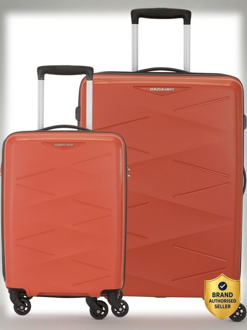 Kamiliant by American Tourister Hard Body Set of 2 Luggage 4 Wheels - (Small 55 Cm | Medium 68 Cm)Combination Lock - Triprism - Brown