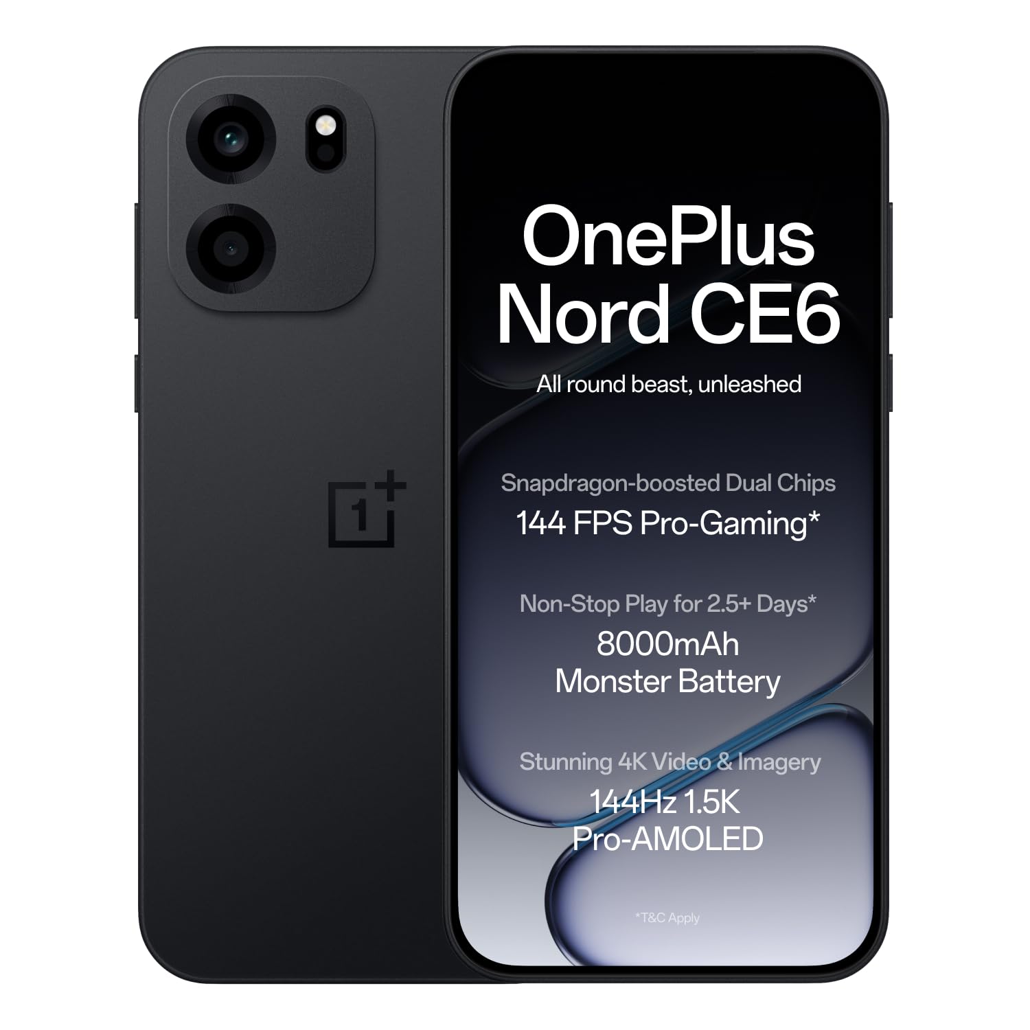 OnePlus Nord CE6 | 8GB+128GB | Pitch Black | Snapdragon 7s Gen 4 | 8000mAh Battery