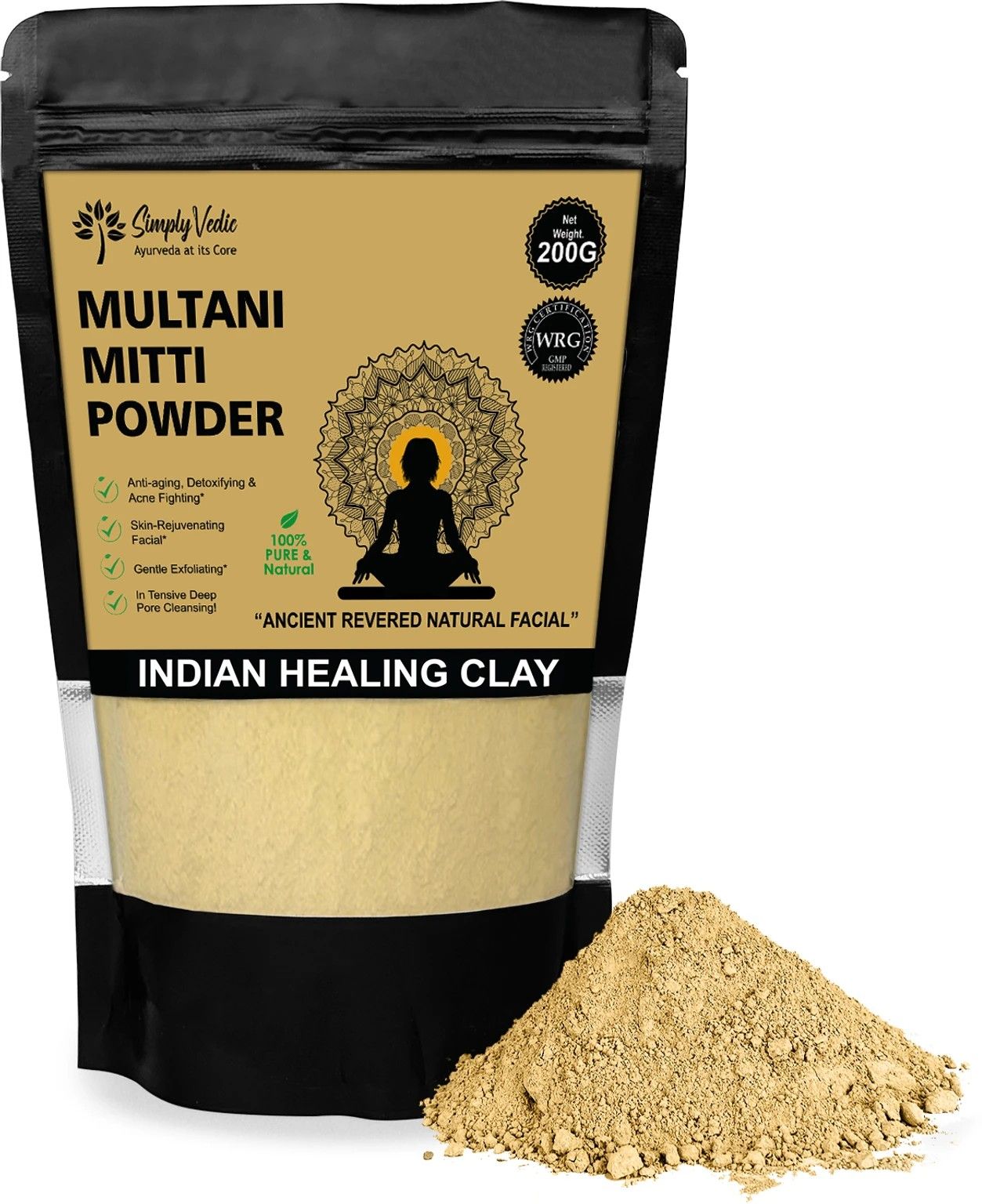 Simply Vedic 100% Natural Multani Mitti Powder (200g) @ ₹50 Only | 86% Off | Now or Never!