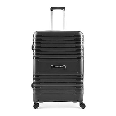 Aristocrat Harbour Cabin Trolley Bag 66 cm | Medium | Polypropylene Hardshell Sided Luggage | Smooth 8-Wheel Suitcase | Combination Lock with Sturdy Zipper | 3-Year Warranty - Unisex (Black)