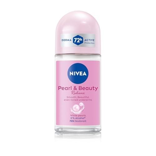 NIVEA Women Pearl & Beauty Radiance Deodorant Roll On | Underarm Deodorant with Pearl Extract & Avocado Oil for Smooth, Beautiful & Even-Toned Underarms | 72H Odour Protection, 0% Alcohol, 50 ml