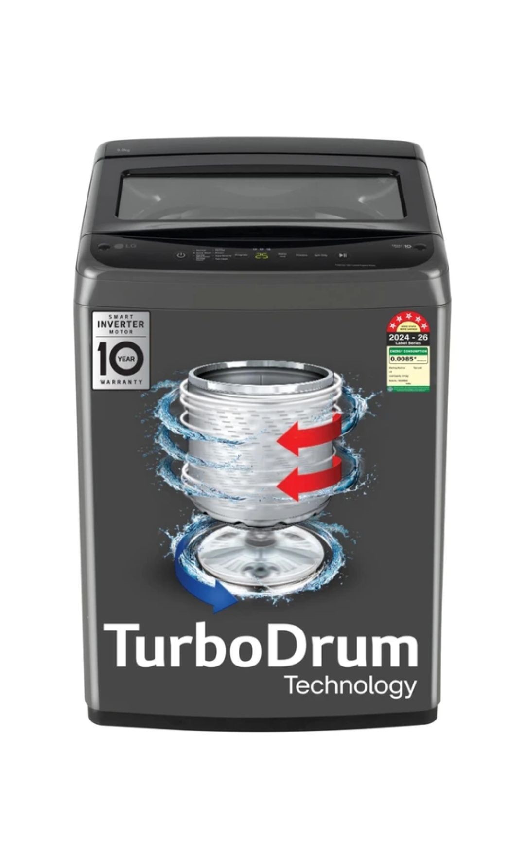 LG 8 kg 5 Star, Smart Inverter Technology, TurboDrum, Smart Diagnosis with Soft Closing Door Fully Automatic Top Load Black (T80VBMB4Z)