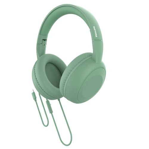 PHILIPS TAH1204GR Wired On-Ear Headphones with Mic 40mm Drivers Green