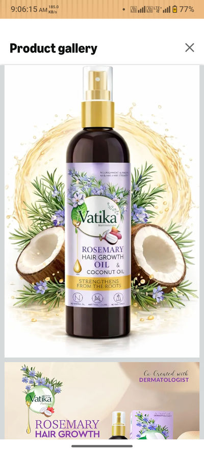 DABUR Vatika Rosemary Hair Growth Oil With Hibiscus & Coconut Oil - 100Ml | Stimulates Hair Growth And Thickness | Reduces Hair Fall | Co-Created With Dermatologist | No Mineral Oil |Animal Test Free
