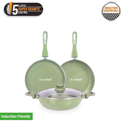 Green Chef Astor Induction Bottom Non Stick Coated Cookware Set 4Pcs