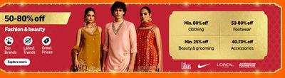 Amazon Great Indian Festival - 50% to 80% OFF Fashion & Beauty
