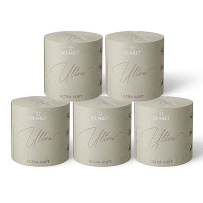 Claret Ultra Soft 3-Ply Virgin Pulp Toilet Rolls | 300 Pulls Each Skin-Friendly | (Pack Of 5 Rolls)