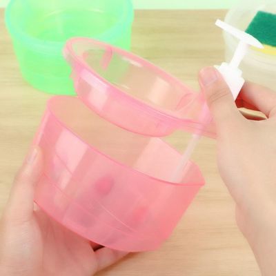 Soap Dispenser Double Layer for Bathroom, Kitchen Sink, Liquid Dispenser Pump with Sponge Holder, Dishwash Accessories Items (Multi Colour)