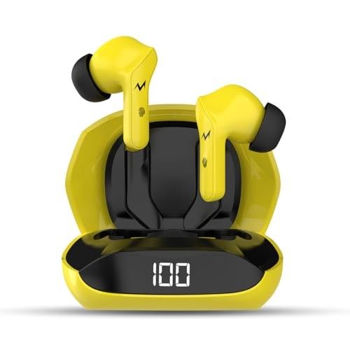 TEMPT Thunder True Wireless Earbuds with OxyAcoustics Technology, TWS in Ear Earphone with Passive Noise Cancellation, 10mm Bass Drivers, Upto 24H Playtime, IPX4 Water Resistant (Yellow)