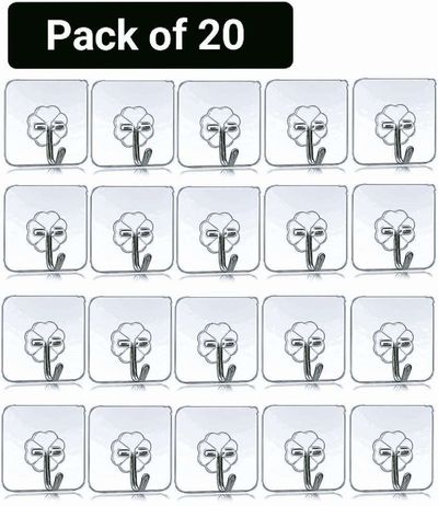 Soniya Self Adhesive Wall Hangers with Stainless steel Hooks Hook (Pack of 20)