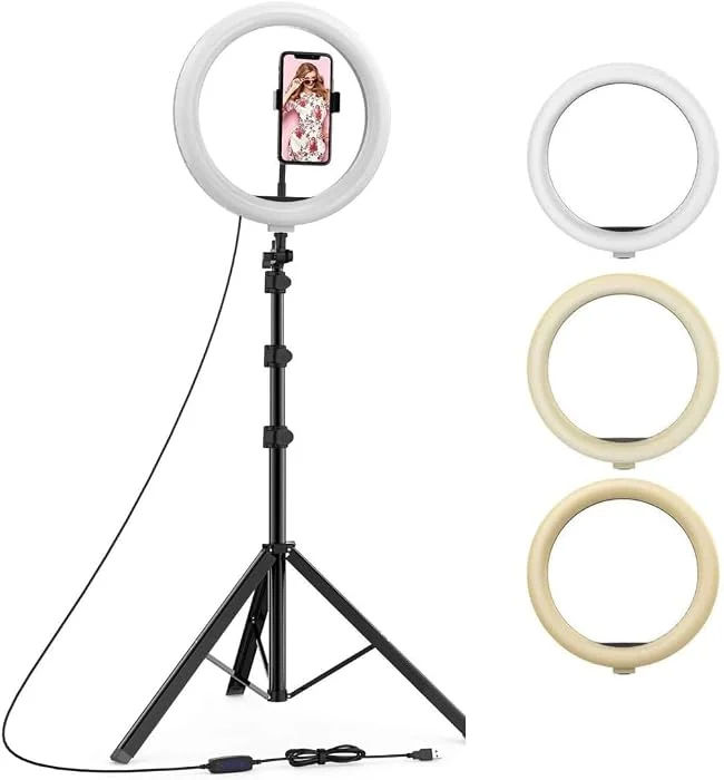 Tygot 10" Ring Light + 7ft Tripod - YouTube & Reels Setup