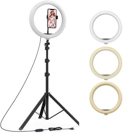 Tygot 10" Ring Light + 7ft Tripod - YouTube & Reels Setup