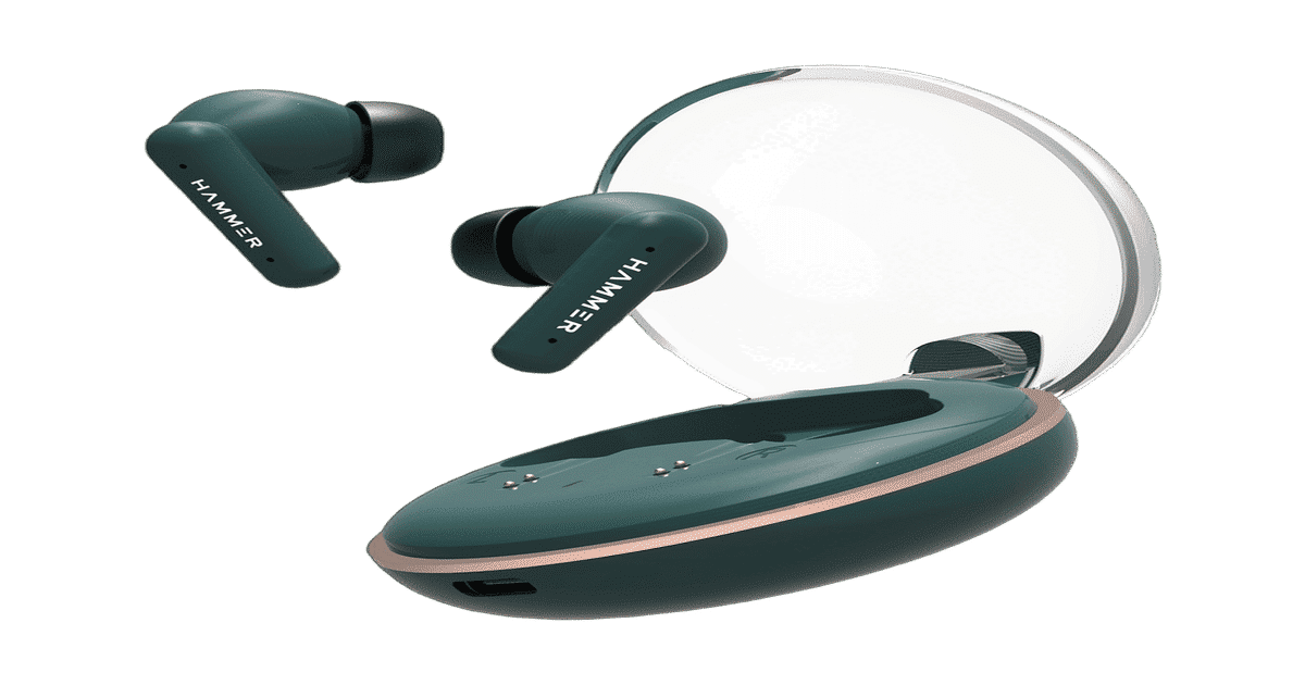Hammer Airflow Plus In-Ear Truly Wireless Earbuds With Mic, Sound Isolation, IPX4 - Emerald Green
