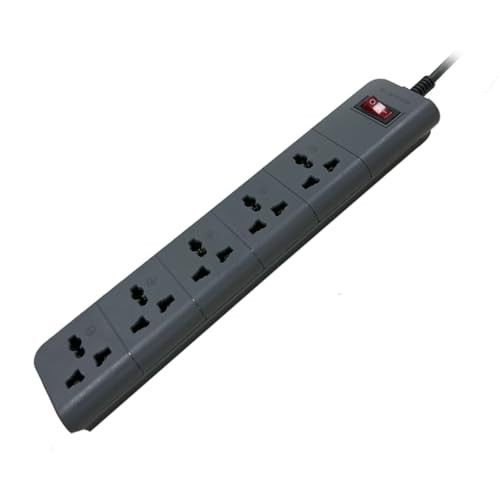 LAPCARE SURGEE 5 Multiplug Extension Cord Power Strip Surge Protection Board | 5 Power Socket |3M Cord |1500w | Fire Proof Material | Short Circuit Protection | BIS Certified (Black)