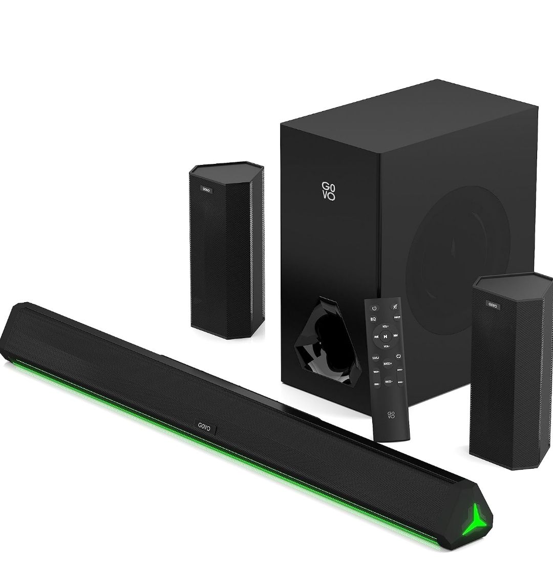 GOVO GOSURROUND 950 | 500W Sound bar | 5.1 Channel Home Theatre with 6.5" subwoofer | Dual Rear Satellites, HDMI, AUX, USB & Bluetoot