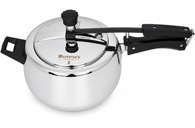 Mumma's LIFE Cooker 3 ltr | Heavy-Duty Silver Pressure Cooker with Inner Lid | Cool-Touch Handles | ISI Certified Lock System | Induction & Gas Stove Compatible