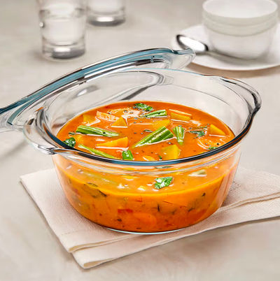 Borosil Borosilicate Glass Casserole with Lid (Serveware and Bakeware Bowl, 1.75L) on Instamart