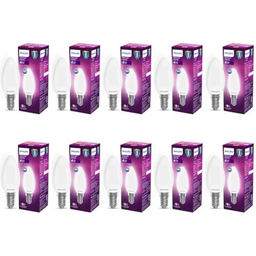 Philips 4-Watt 400-lumen Frosted Candle E14 Base (Cool White, Pack of 10)