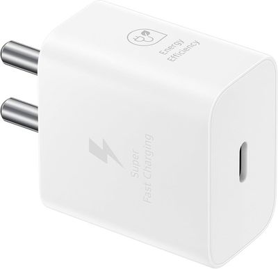 Samsung Original 25W USB Type-C Travel Adaptor Without Cable for Google Pixel, Xiaomi, Motorola, iPhone, Samsung Galaxy Tab S/A Series, Galaxy S10/M54/M55/A80/A90/S25/S24, White