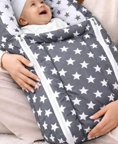 Baby Sleeping Bag with Hood - Soft Cotton Infant Sleep Sack, Zippered Warm Baby Bed, Baby Nest Newborn to Toddler Cozy Sleeping Bag with Cute Animal Print, (0-6 Months)