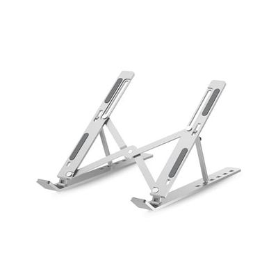 Geonix Trek T3 Aluminium Ergonomic Laptop Stand | 7 Angles Adjustable Tabletop | Anti Slip Rubber Pads | Foldable | Compatible with Laptops Upto 17 inch (Silver)