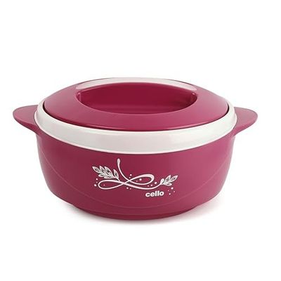 CELLO Sapphire Insulated Casserole Hot Pot For Kitchen 1250 ml Pink | Easy to Serve Airtight Outdoor Safe Inner Steel Insulated Keeps Food Hot & Warm Casserole Hot Pot Case Set For Roti Rice Biryani