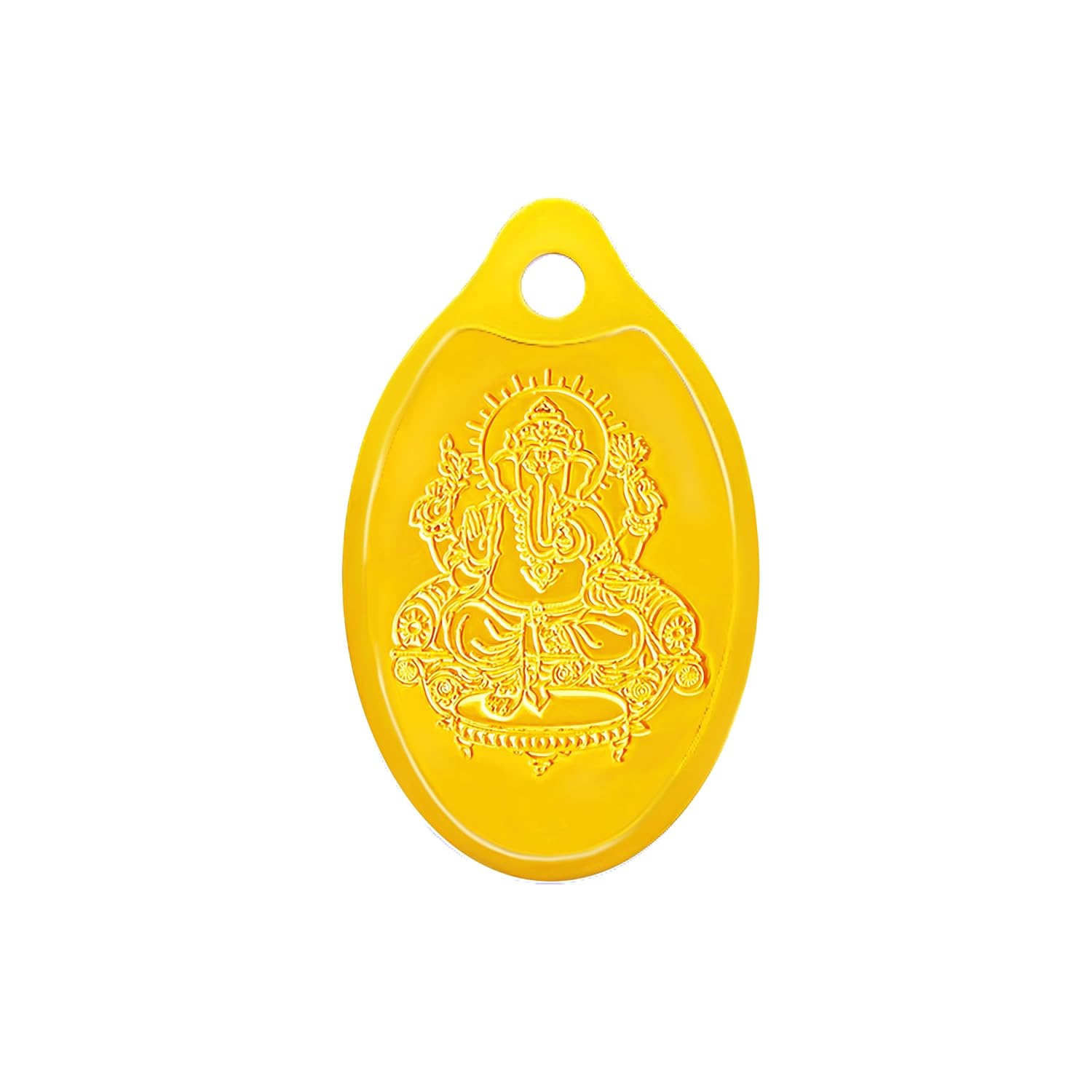 Muthoot Pappachan Swarnavarsam 24K(999) yellow gold oval ganesha pendant 2 gm @ 29165
