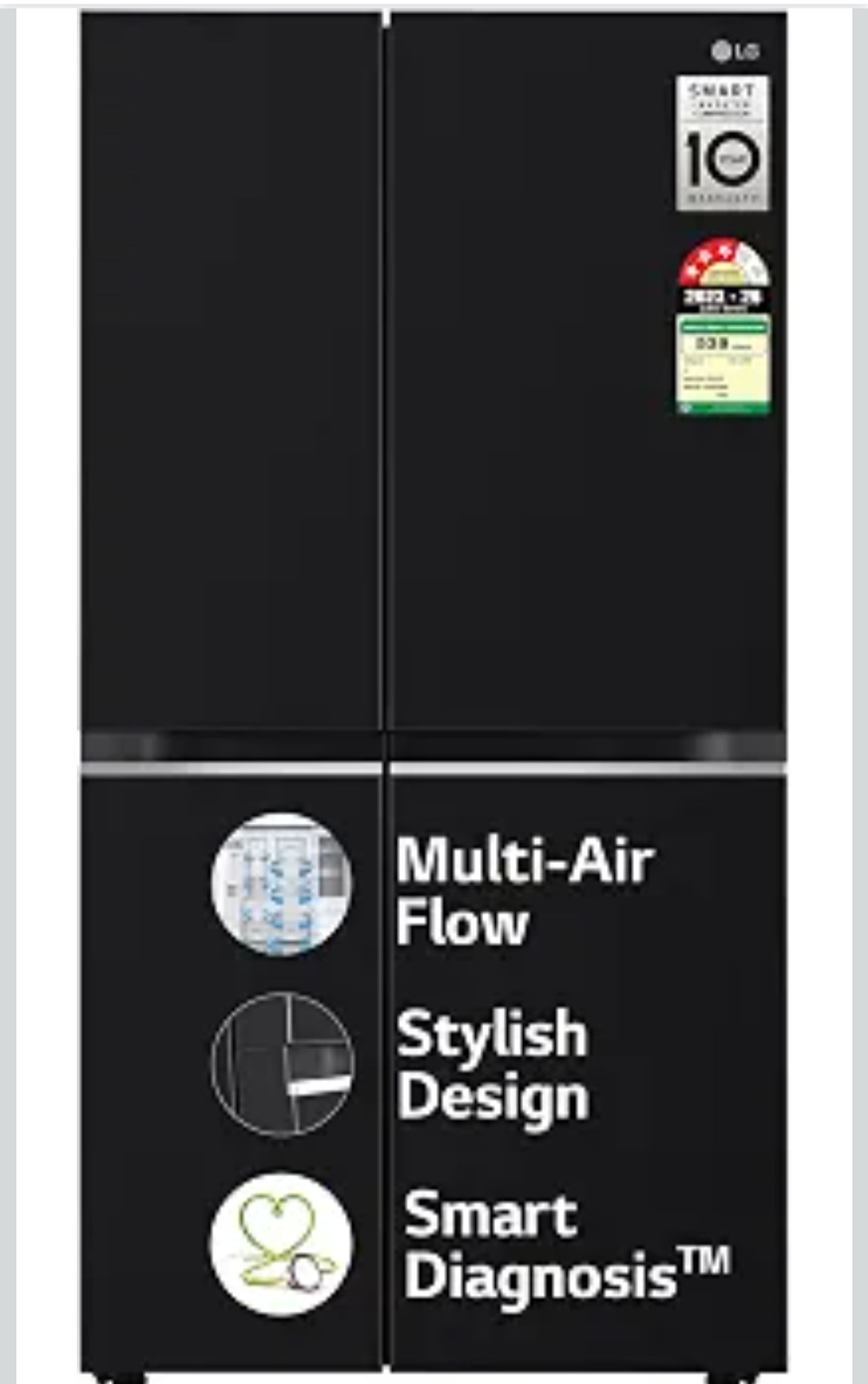 LG 655 L, 3 Star, Frost Free Smart Inverter Double Door Side by Side Refrigerator (GL-B257HWBY, Western Black, Express Freezing | Multi Air-Flow)