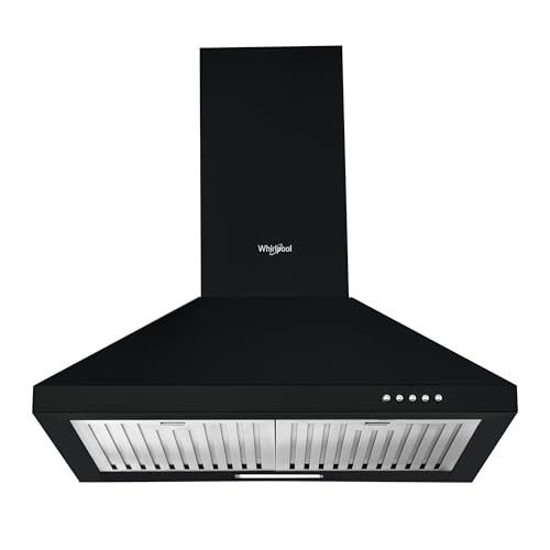 Whirlpool 60cm 1200 m3/hr Baffle Filter Kitchen Chimney with 5 Years WARR on Motor and 1 Year Comprehensive | AKR BF 60 BK HOOD | Black | 3 Speed Push Button Control