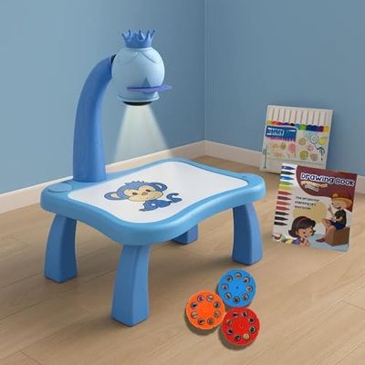 GRAPHENE Drawing Projector Table Set Painting Board Kit 24 Patterns Creative Toy For Girl 3+ Years Kids Boys Doodle Led Magic Drawing pad Trace Draw Smart Sketcher 12 Colorful Pen Book Educational Fun
