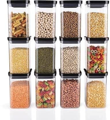 Airtight Plastic Unbreakable Square Containers- 1100ML (Pack Of 10)