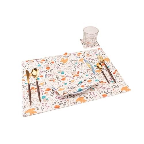 SPACES Essentials Splendor Kitchen Linen Set of 12 100% Cotton | Napkins, Placemats, Coasters | Ideal for Gifting By Welspun, Multicolour