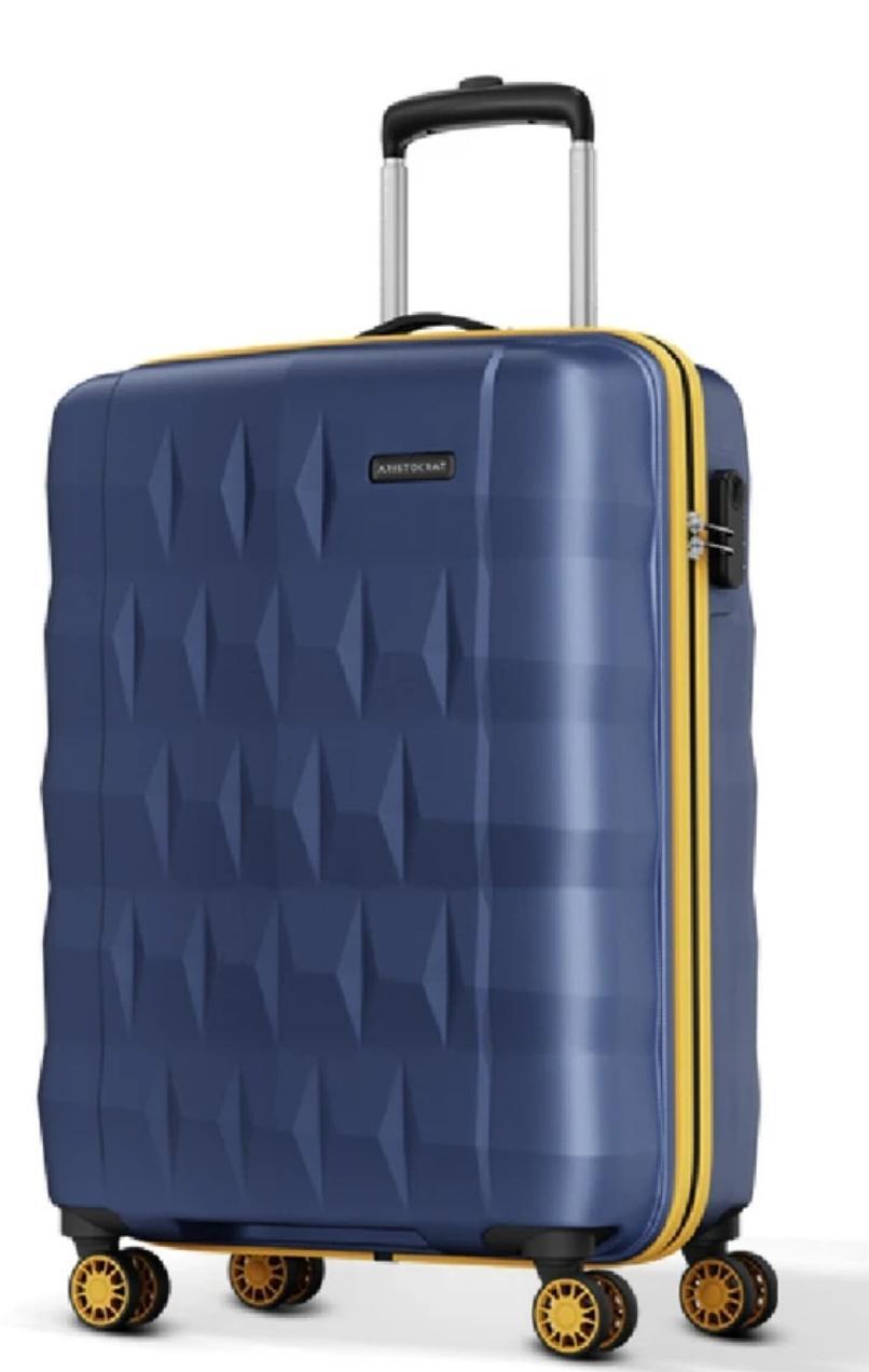 Aristocrat Small Cabin Suitcase (56 cm) 8 Wheels - Comet Trolley Bag 56cm, Small Hard Luggage - Blue