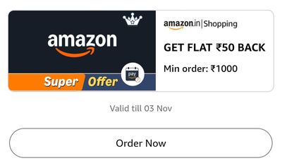 Amazon Shopping - GET FLAT ₹50 BACK Min order: ₹1000 using Amazon Pay Later