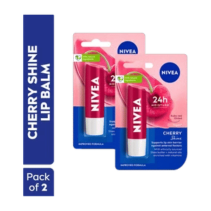 NIVEA Fruity Shine Lip Balm Cherry (Pack of: 2, 9.6 g)