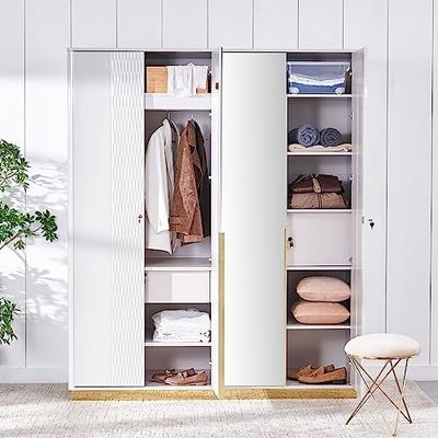 [ICICI / Axis Bank CC EMI] Home Centre Vegas 4-Door Wardrobe with Mirror & Drawers - Grey