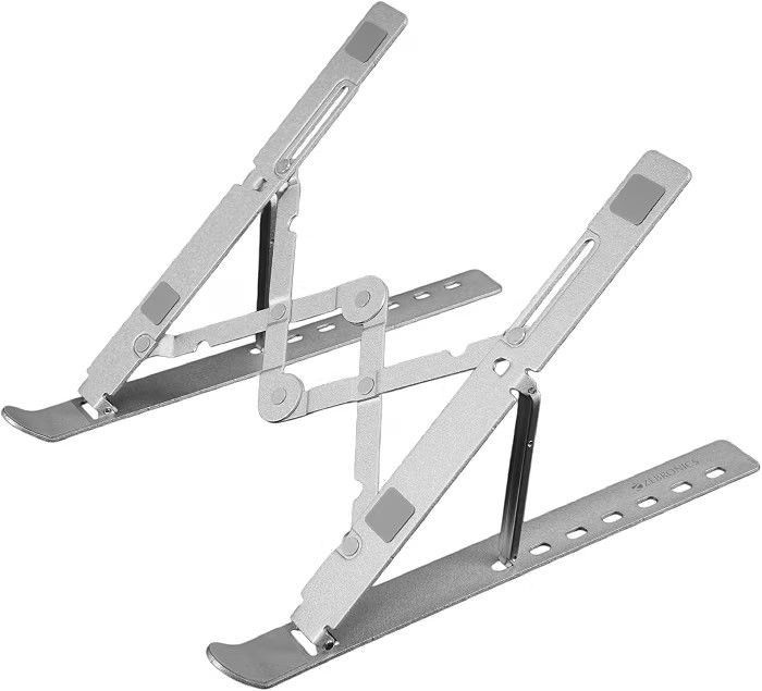 Zebronics NS2000 Plus Laptop Stand, Supports Up to 17-Inch Laptops, 5kg Load Capacity, 7-Level Adjustable Height, Ergonomic Foldable Design, Anti-Slip Silicone Pads (Silver) : Amazon.in: Computers & Accessories