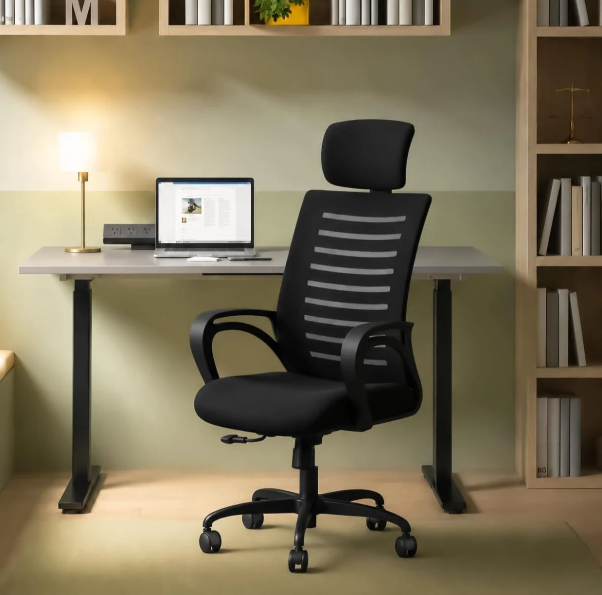 CELLBELL Desire C104 Mesh High Back Ergonomic Office Chair - Adjustable Seat Height, Sturdy Metal Base, Revolving Study & Computer Chair for Work from Home, Black