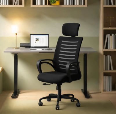 CELLBELL Desire C104 Mesh High Back Ergonomic Office Chair - Adjustable Seat Height, Sturdy Metal Base, Revolving Study & Computer Chair for Work from Home, Black