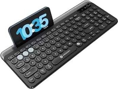 Portronics Bubble 3.0 Wireless Keyboard with Bluetooth + 2.4 GHz USB Receiver, Rechargeable Battery, Dual Height Adjustment, Multimedia Hotkeys with Numpad, for Laptop, PC, Smartphone, Tablet(Black)