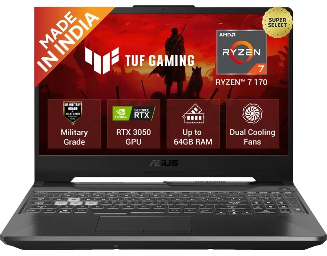 ASUS TUF Gaming A15 (2026) AMD Ryzen 7 170 (16 GB/512 GB SSD/Windows 11 Home/4 GB Graphics/NVIDIA GeForce RTX 3050/144 Hz) FA506NCQ-IN080W Gaming Laptop (15.6 inch, Graphite Black, 2.3 kg)