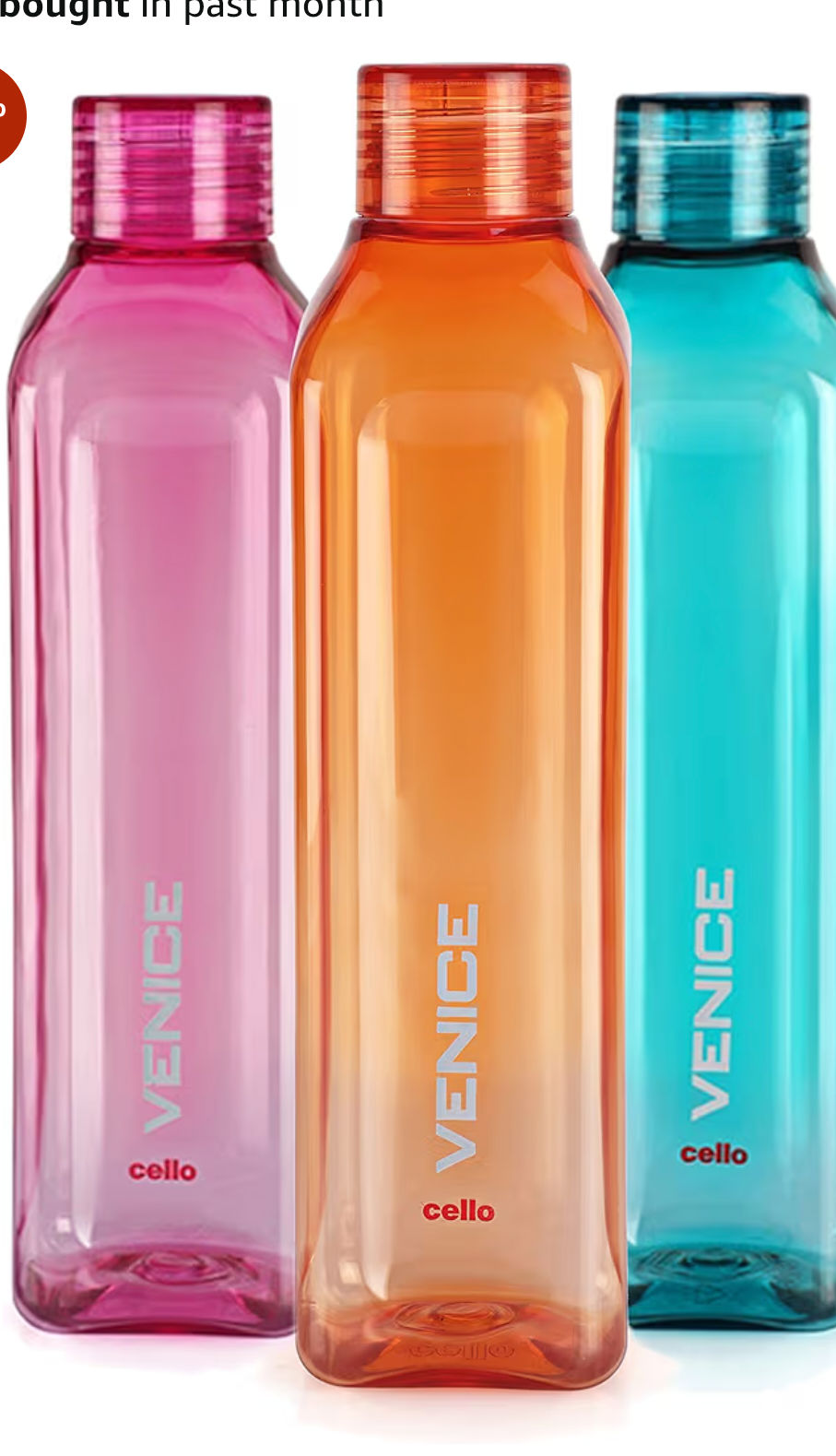 CELLO Venice Water Bottles Set of 3 Pcs For Daily Use, 1000ml Each Multicolor | Stylish & Unbreakable BPA-Free Leakproof Refrigerator Safe Pet Water Bottle For School, Office, Kitchen & Travel