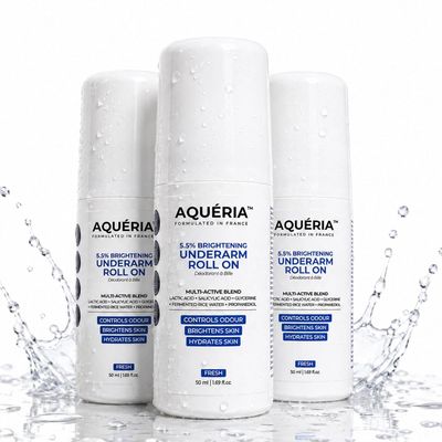 Aqueria Pack of 3 Underarm Brightening Roll-On for Men & Women | Lactic Acid, Fermented Rice Water & Glycerine | Helps Reduce Dark Underarms, Pigmentation & Uneven Skin Tone | Controls Body Odour | Fresh Fragrance | (5