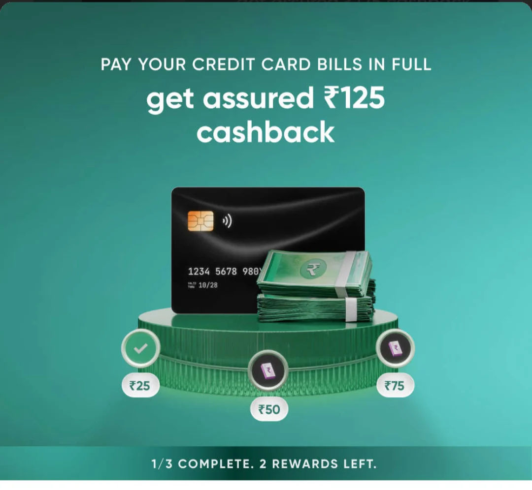 CRED Offer: Flat ₹125 Assured Cashback on 3 Full Credit Card Bill Payments