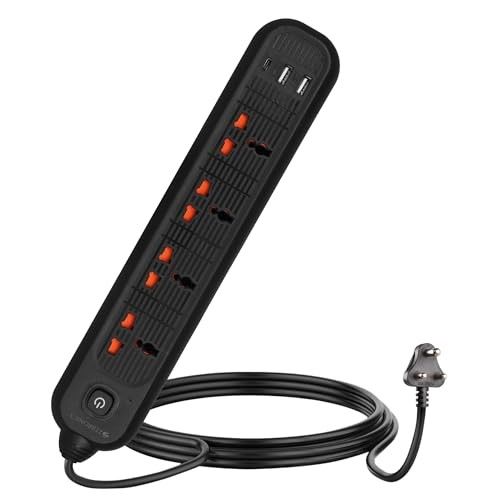 ZEBRONICS Power BAR 145, Extension Board/Strip, 2000 Watts 5 Meter, Black