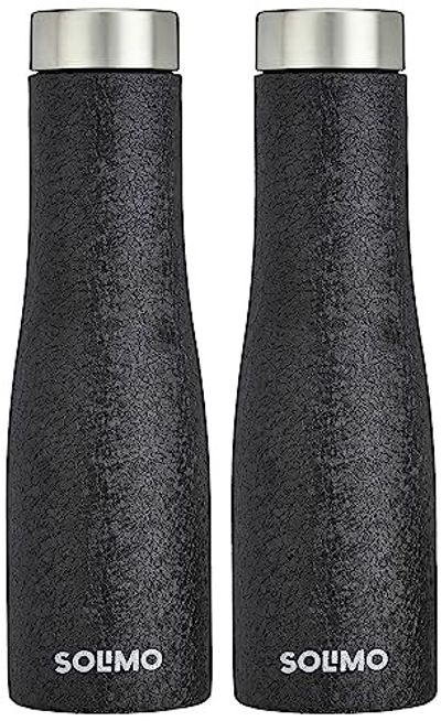 Amazon Brand - Solimo Stainless Steel Fridge Water Bottles | Set of 2
